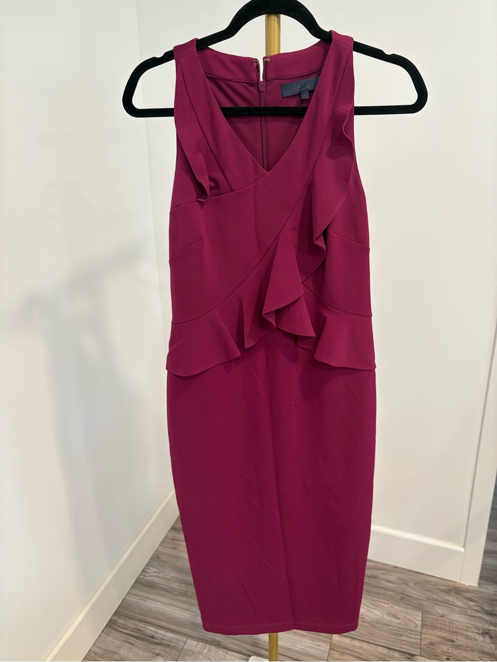 RACHEL Rachel Roy Sleeveless Ruffle Sheath Dress in Magenta